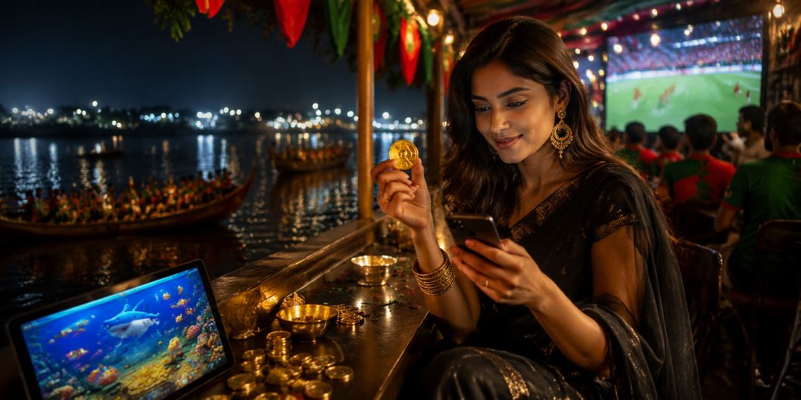 ময়মনসিংহে মাছ ধরার গেম খেলছেন একজন ব্যবহারকারী